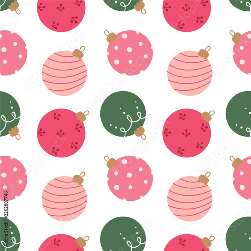 Christmas seamless pattern with baubles ornament background for holiday design