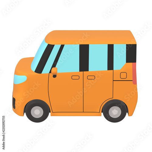 自動車のイラスト素材　デフォルメ　小型ハイトワゴン（1_9）　オレンジ