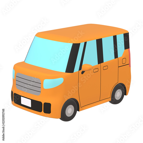 自動車のイラスト素材　デフォルメ　小型ハイトワゴン（1_a）　オレンジ