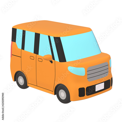 自動車のイラスト素材　デフォルメ　小型ハイトワゴン（1_c）　オレンジ