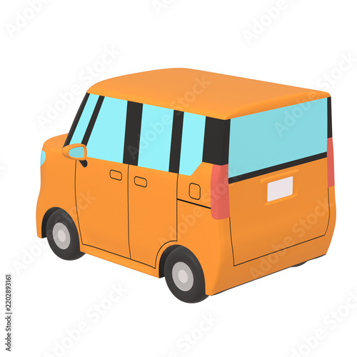 自動車のイラスト素材　デフォルメ　小型ハイトワゴン（1_g）　オレンジ