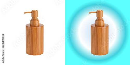 Fotografía Wooden soap dispenser bottle isolated on transparent background