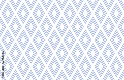 Abstract Seamless Geometric Diamonds Blue and White Pattern. 