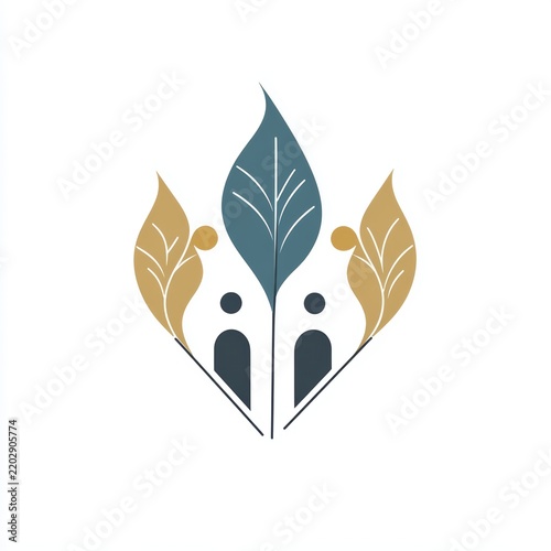 Minimalist leaf people community logo icon
