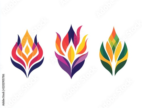 colorful geometric lotus flower logo icons
