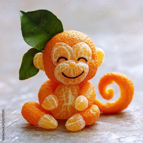 Cute mandarin orange monkey food art
