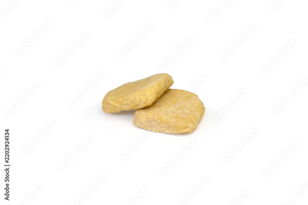 Obraz premium Baked tofu pockets arranged on isolated white backdrop
