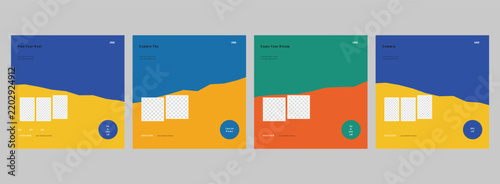 Set of Four Minimalist Social Media Layouts for Modern Poster Design Concepts and Creative Digital Marketing Templates