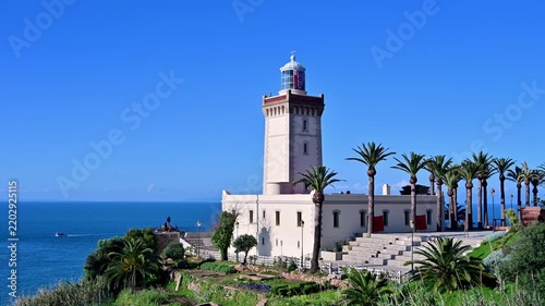 Cape Spartel Lighthouse by the Mediterranean Sea in Tangier