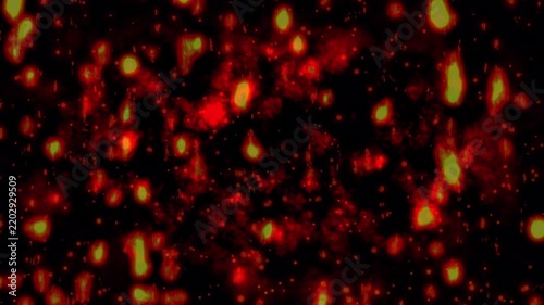 Dark red smoke blends with embers and sparks in a void. Suitable for backgrounds, abstract concepts, and artistic projects.