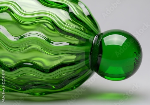 Green marble with water droplets and reflection