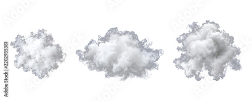 Soft cumulus smoke clouds floating on transparent background isolated