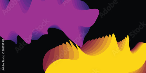 Abstract Layered Wave Background with Vibrant Purple and Golden Yellow Flowing Shapes