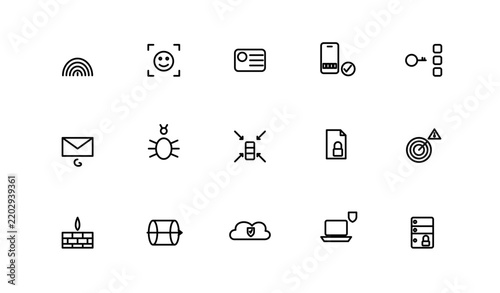Cybersecurity, Identity & Threat Line Icons, Editable Stroke