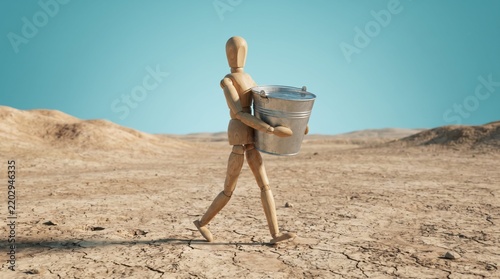 Person carrying cooler walking across dry grassy field