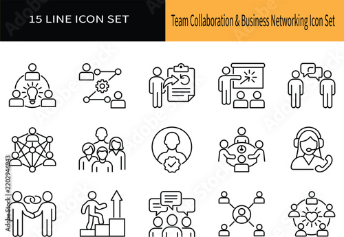 People and team icon set, business management, human resources,Team collaboration business networking icon set.