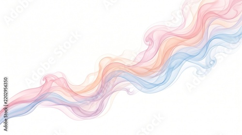 Flowing abstract pastel smoke clouds on a white background