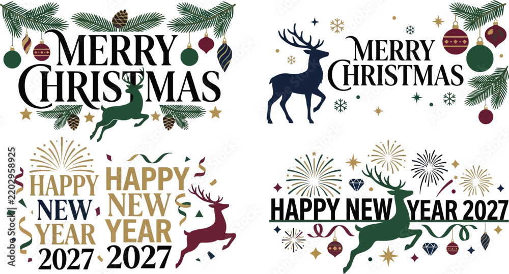 Fototapeta premium Festive holiday greetings a compilation of merry christmas wishes and excitement for the approaching new year 2027 celebrations