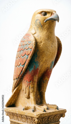 statue of the god Horus in the form of a falcon, carved from stone