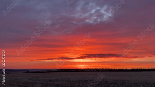 Unbelievable beauty colorful sunset and wheat field, sunset with clouds