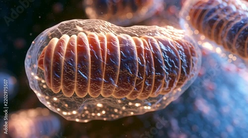 Cellular energy and biology concept mitochondria organelles inside a living cell microscopic 3d animation of biological energy production