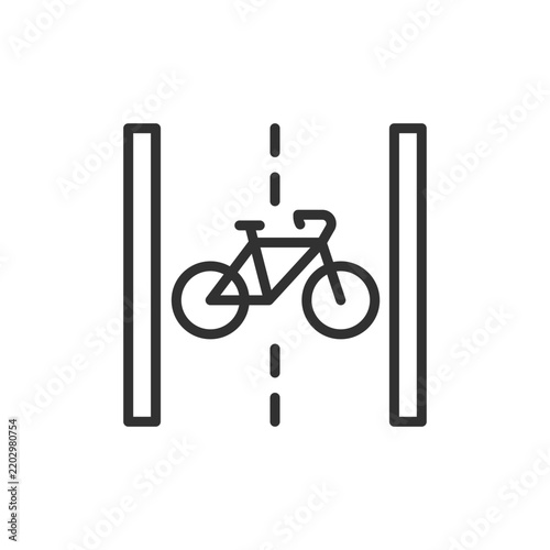 Bicycle lane, linear icon. Dedicated cycling path and separated bike route. Line with editable stroke.
