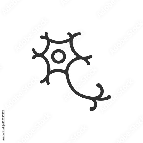Neuron, linear icon. Nerve cell, neural signaling and neuroscience. Line with editable stroke