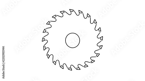 Bild auf Leinwand Table saw blade with carbide tipped teeth vector icon, hand-traced circular saw