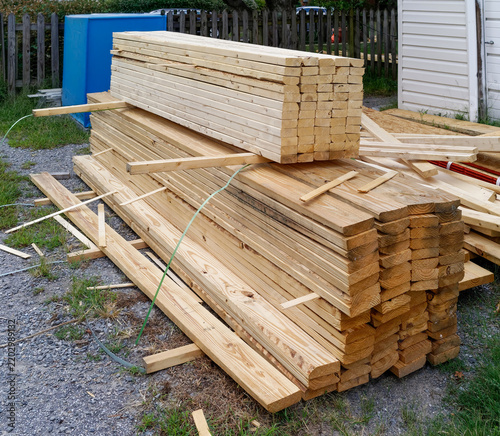  Stacked Wooden Lumber for Construction Project