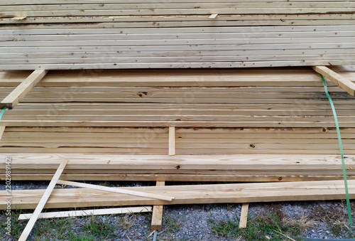  Stacked Wooden Lumber for Construction Project