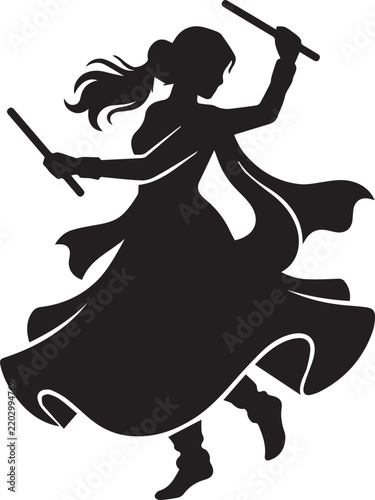 Garba Dancer Silhouette for Navratri Festival