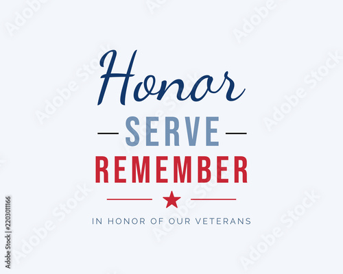 Veterans Day Honor Serve Remember Minimalist Patriotic Typography Design