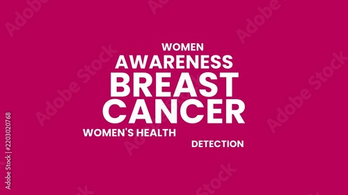 Breast Cancer Awareness Word Cloud Animation Green Screen Kinetic Typography Pink Ribbon Healthcare Motion Graphics 4K
