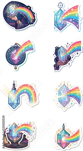 Colorful unicorn star with rainbow trail stickers