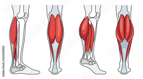 Human Calf Muscle Anatomy Diagram Vector Illustration