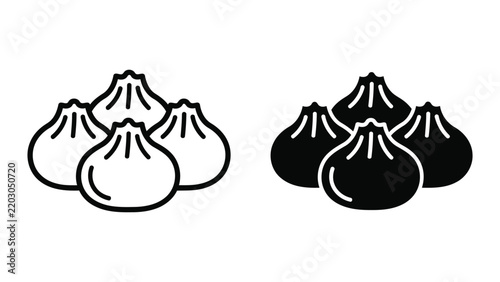 Delicious dumpling food icon set isolated on white background flat vector illustration