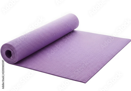 Purple yoga mat rolled up