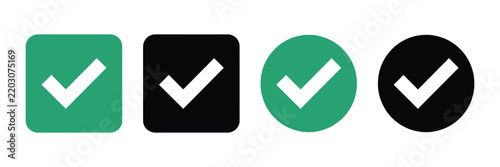 Green and Black Checkmark Icons Collection