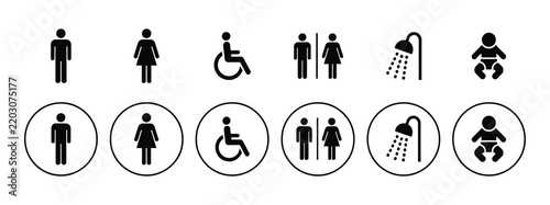Accessible Restroom and Facility Icons Collection