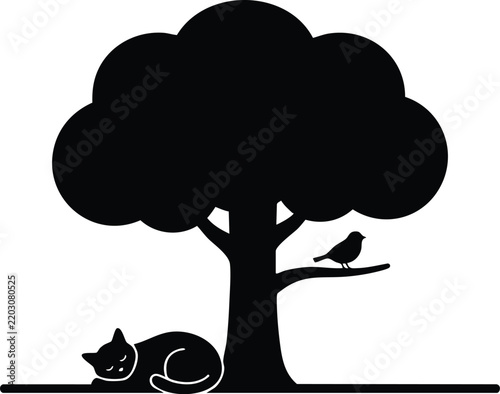 Black and White Silhouette Vector Illustration of a Majestic Stag Deer Standing in a Forest Landscape Inside a Round Frame with Trees Grass and Foliage Isolated on Clean White Background