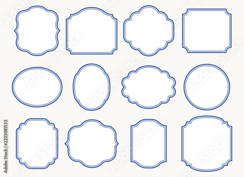 Blank Blue Vintage Labels