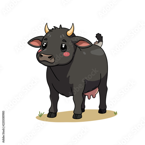 Cute Welsh Black Cattle Clipart 01