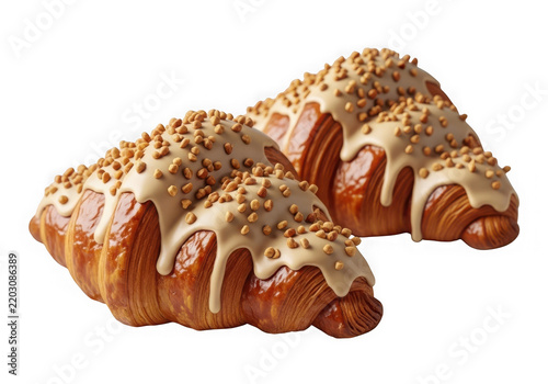 Delicious caramelized pastries with white glaze