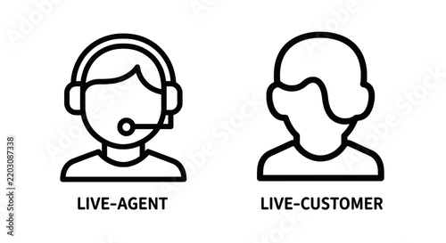 Live agent icon with headset and microphone live customer icon without communication equipment customer service call center help desk