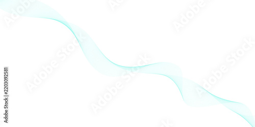 Abstract turquoise flowing line wave with delicate curves on a clean white background