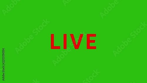 Red LIVE Text Motion Graphics with Geometric Transition on Green Screen Chroma Key