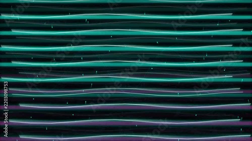 Abstract horizontal wave lines motion graphics background loop with glowing colors and digital glitch effect.