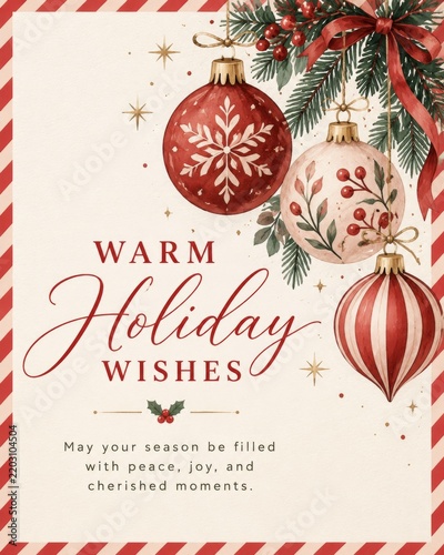 Warm Holiday Wishes for a Joyful Season With Ornaments and Decorations