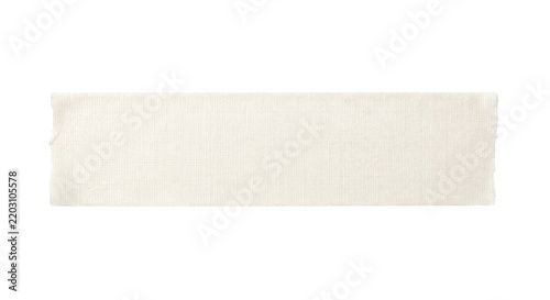 A single strip of white adhesive fabric tape isolated on a clean white background for design