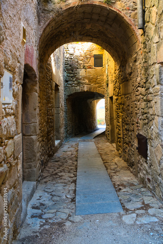 Medieval Stone Archway in Narrow Alley